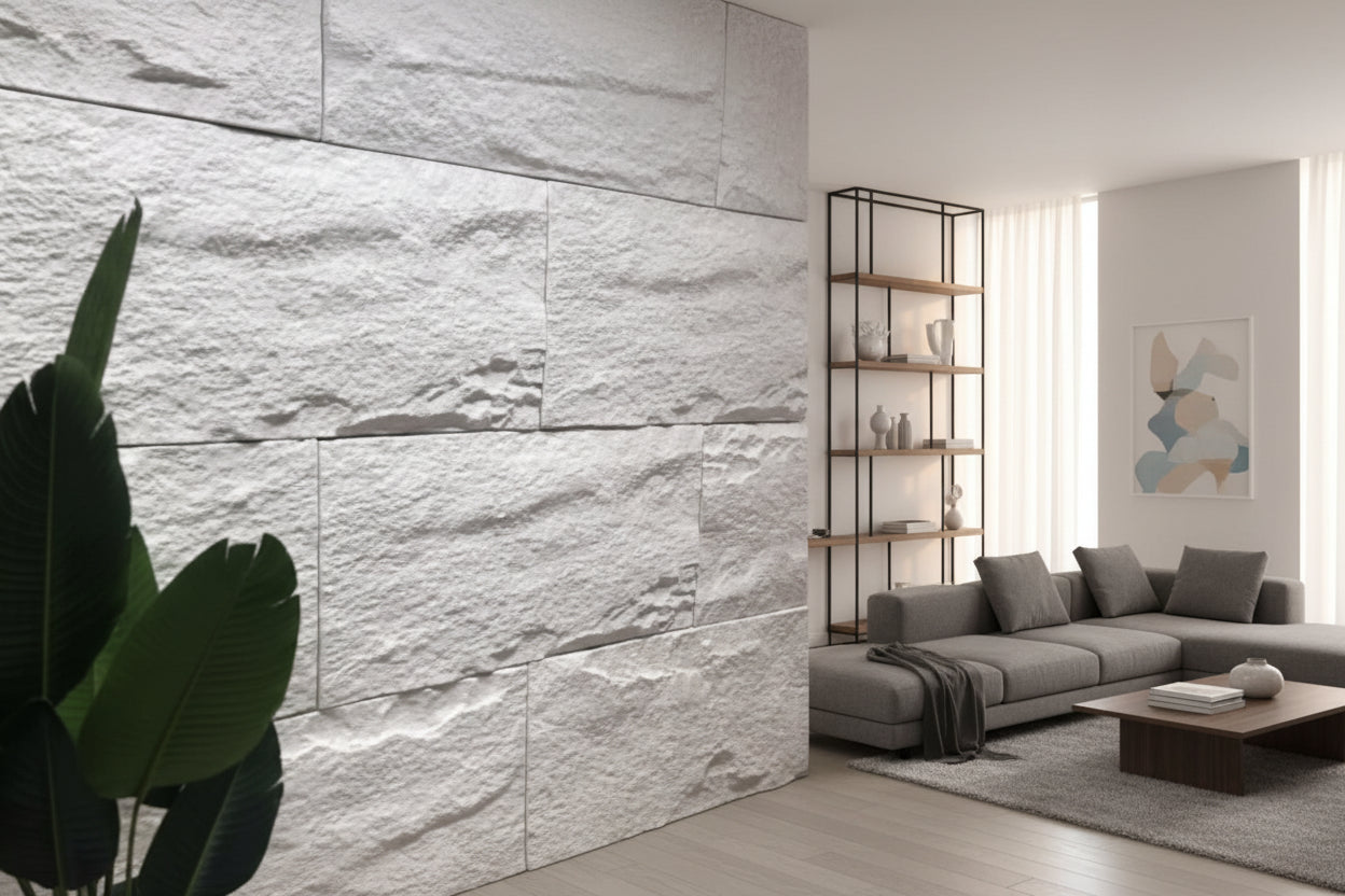 XL 3D Wandpanelen Rockstone Wit